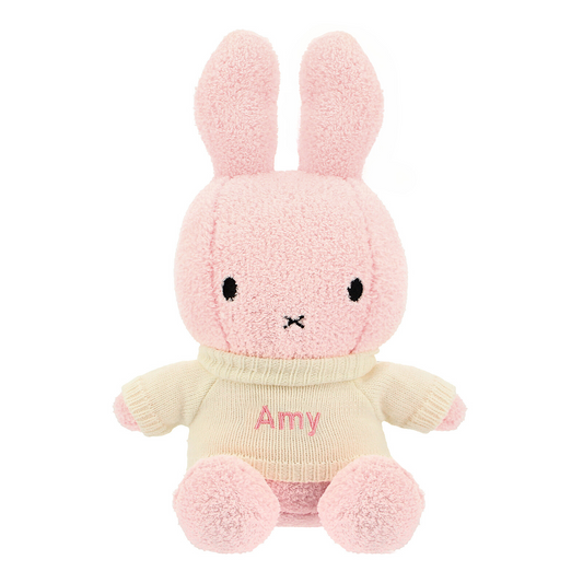 Miffy Light Pink Terry Plush (33 cm) with Name Embroidery on Sweater