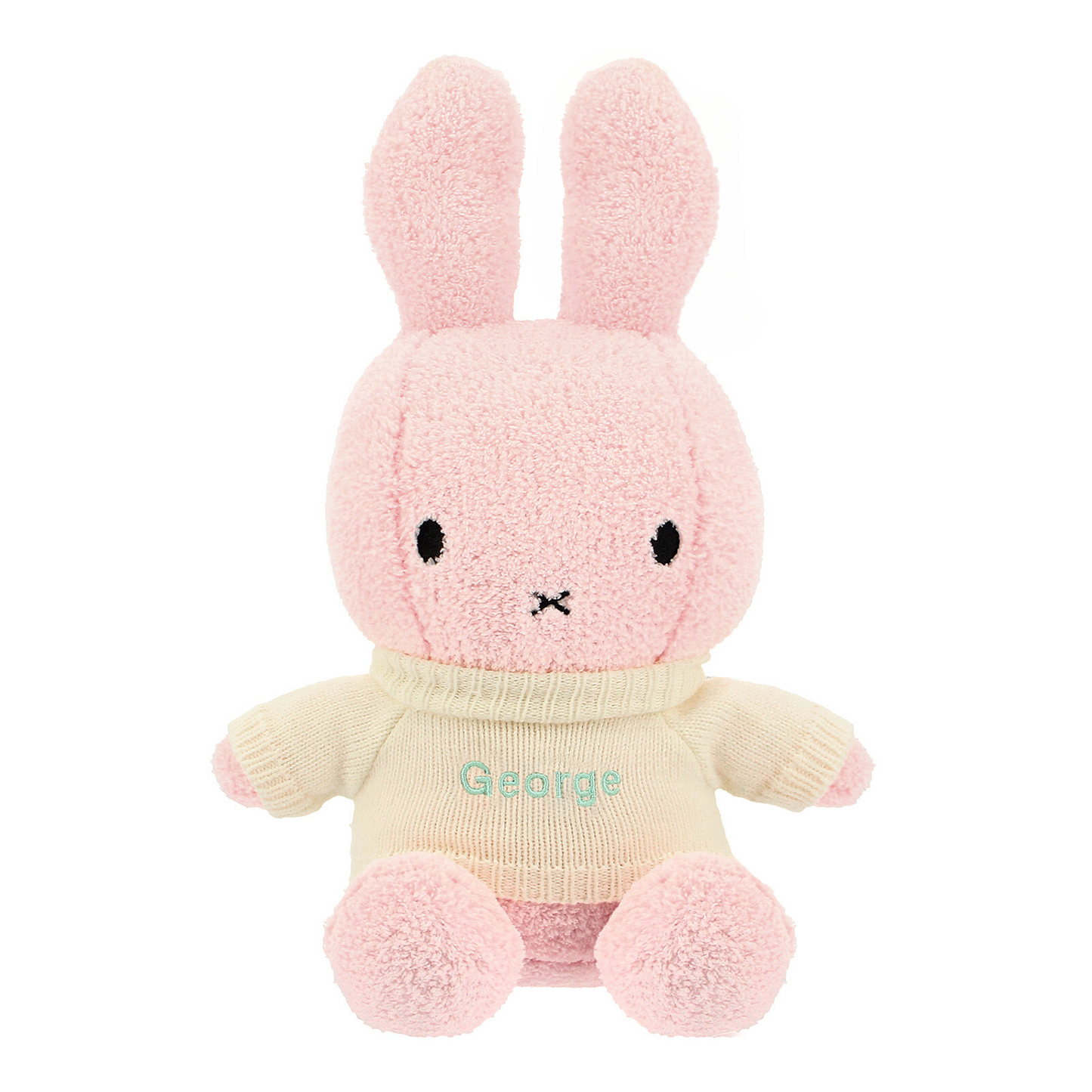 Light Pink Terry Miffy Plush (33 cm) with Name Embroidery on Sweater
