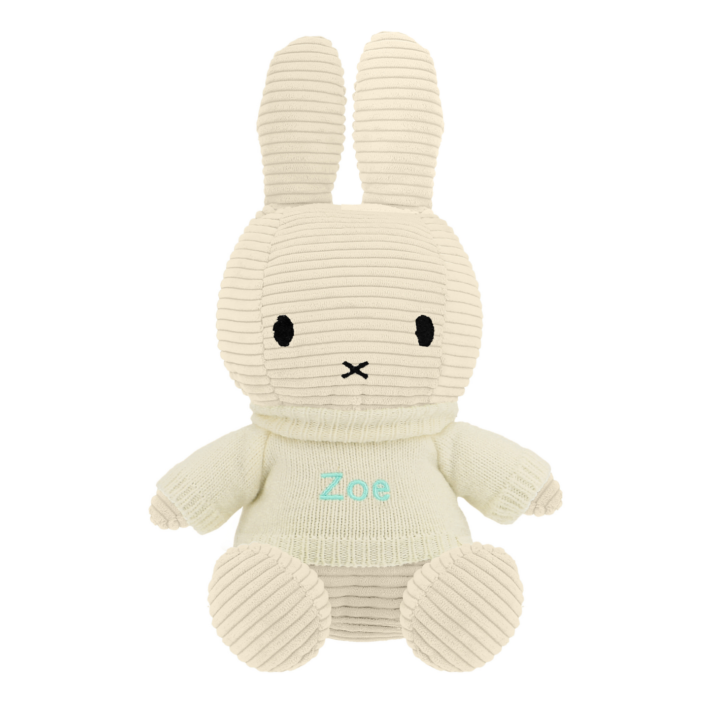 Off White Corduroy Miffy Plush (33 cm) with Name Embroidery on Sweater