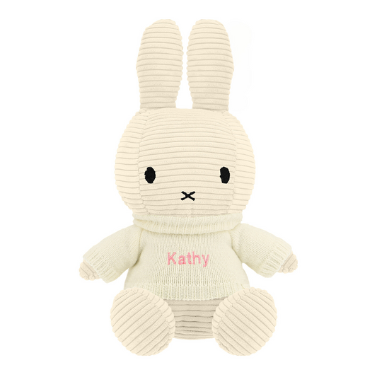 Miffy Corduroy Off White Plush (33 cm) with Name Embroidery on Sweater