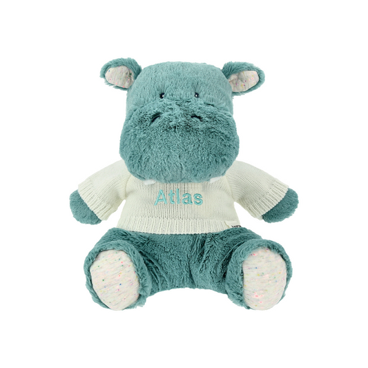 Baby Gund Oh So Snuggly Hippo 12.5 Inches with Name Embroidery on Sweater