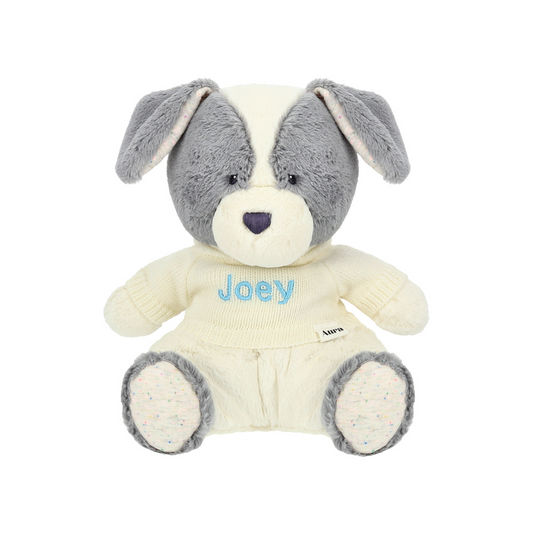 Baby Gund Oh So Snuggly Grey and White Puppy 12.5 Inches with Name Embroidery on Sweater