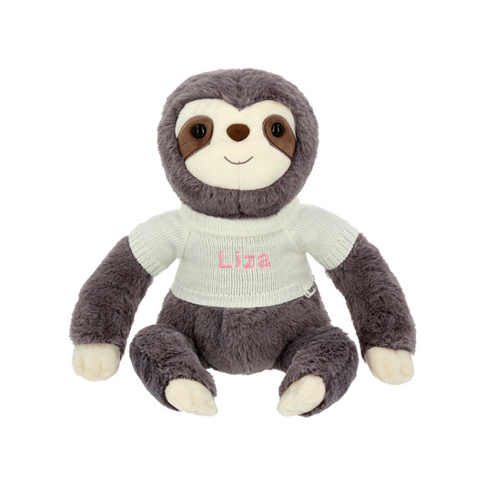 A Sloth Samster 12 Inches Plush with Name Embroidery on Sweater